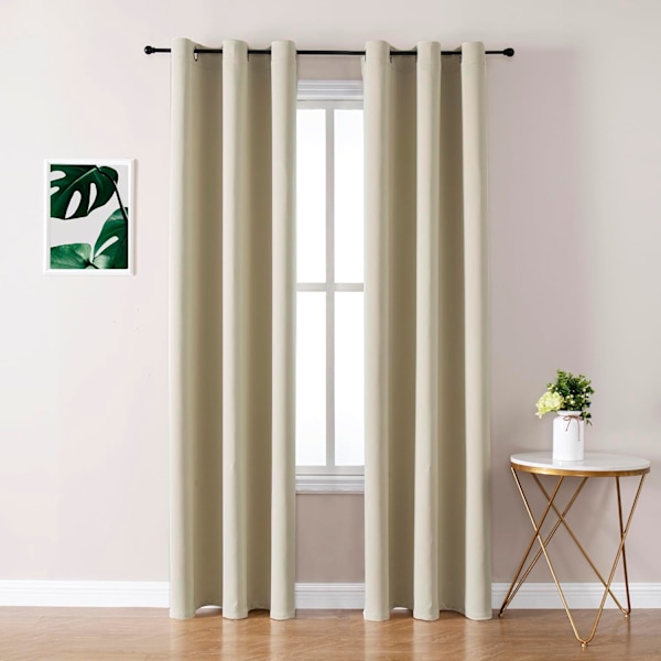 Mörkläggningsgardiner 78 tum Långa för Sovrum - 2 Paneler Set Öglor Termiskt Isolerande Rum Mörkläggande Gardiner för Vardagsrum (Beige, 42 x 78 tum)
