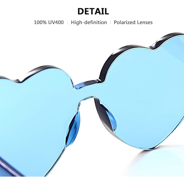 Oversized Rimless Solbriller All-in-One Hjertebriller Fargede Sol*
