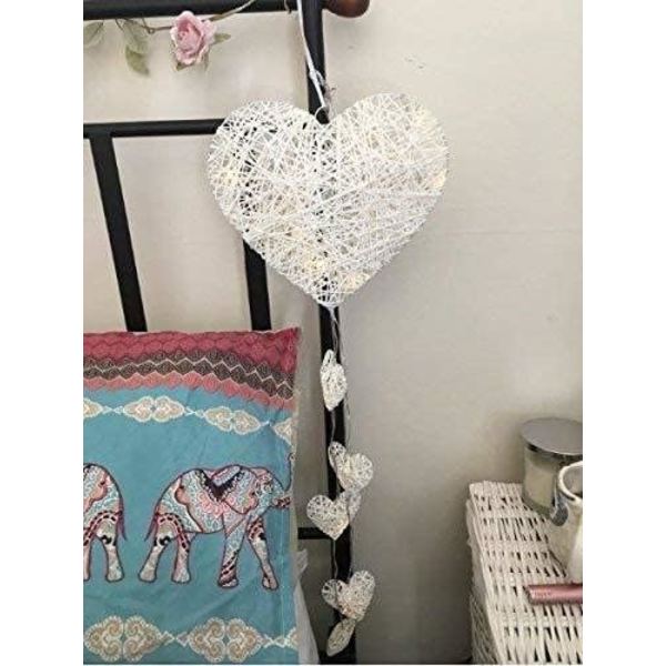 Rustique Shabby Chic 6x Tenture coeurs en osier Guirlande LED l