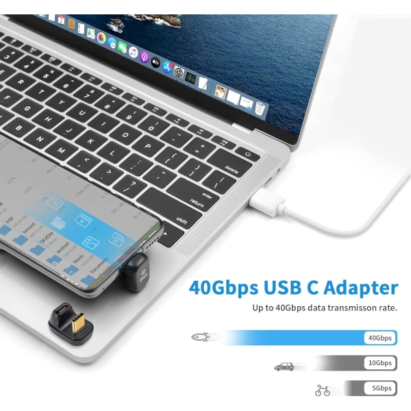 2 kpl 40 Gbps USB C -sovitin, USB C uros-naaras -laajennussovitin tukee