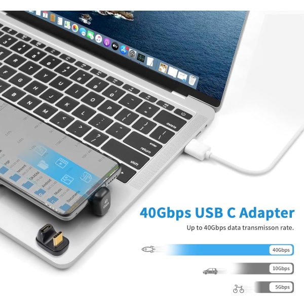 2-pak 40 Gbps USB C-adapter, USB C han-til-hun-forlængeradapter understøtter