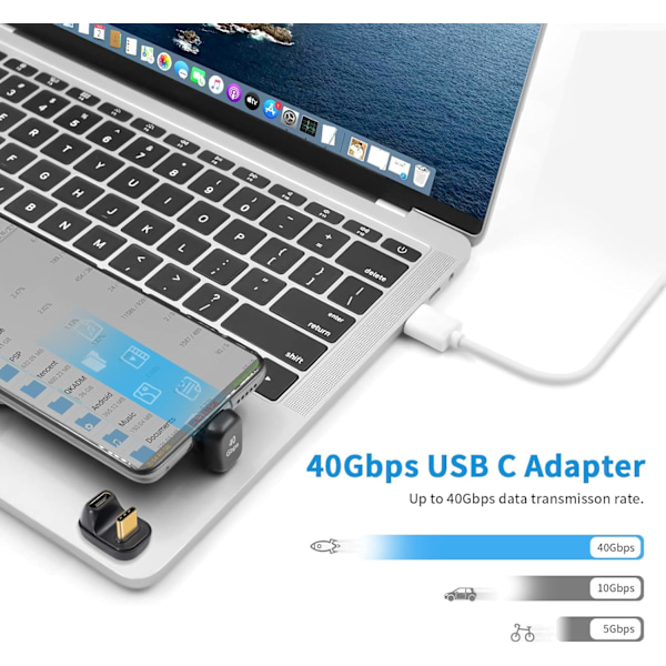 2-pakkaus 40 Gbps:n USB-C-sovitin, USB-C-uros naarasjatkoliitin tukee