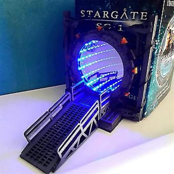 Stargate Bokstöd, Prydnader, Bordlampor, Presenter, LED-upplysta Portal Bokstöd, Tvåvägs Galaxy Dörr,