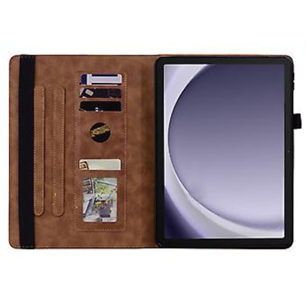 Prässattu nahkakotelo Samsung Galaxy Tab A9+:lle (ruskea)
