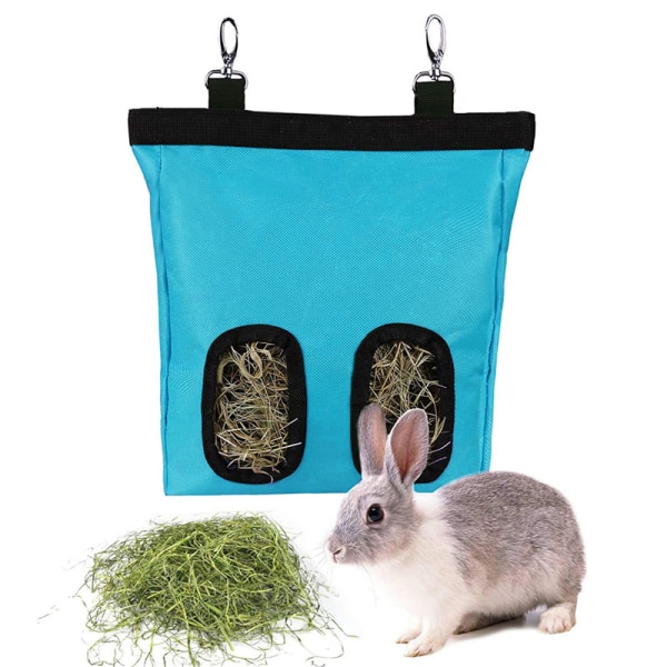 (Blå) Rabbit Hay Feeder Bag Hay Bag Hängande Feeder Pig Hay Feede