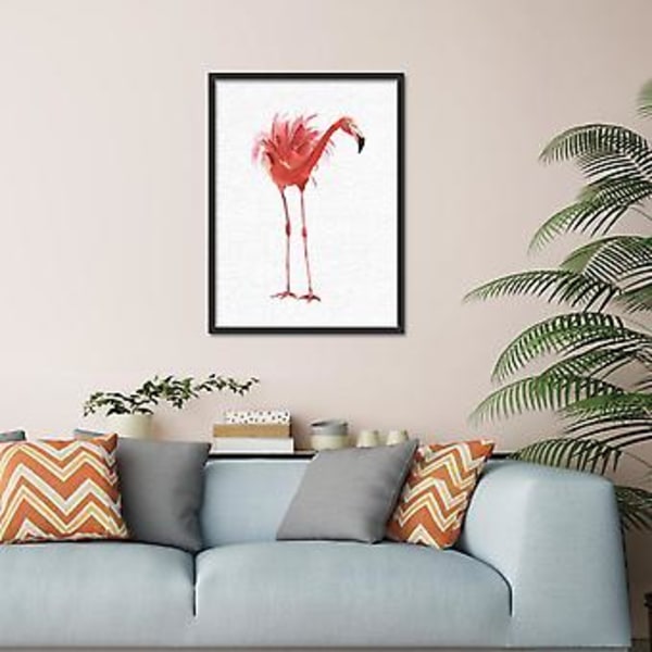 Wekity Flamingo Væghængt Kunstlærred Trykt Poster, Enkel Mode Akvarel Kunsttegning Dekoration til Hjemmet Stue Soveværelse Kontor og Børneværelse (Sæt