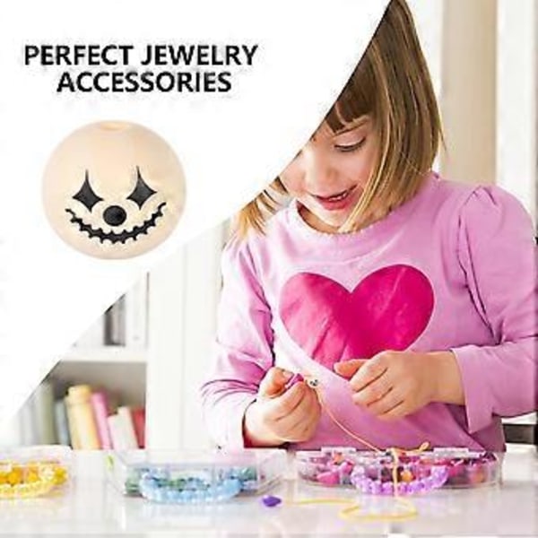 30 st Halloween Pärlor Runda Träpärlor Vackra Lösa Hantverkspärlor för DIY
