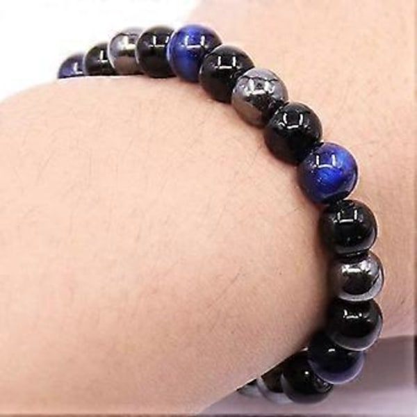 Tigerbeskyttelsesarmbånd, Svart Hematitt og Obsidianperler stil 1 (stil 3)