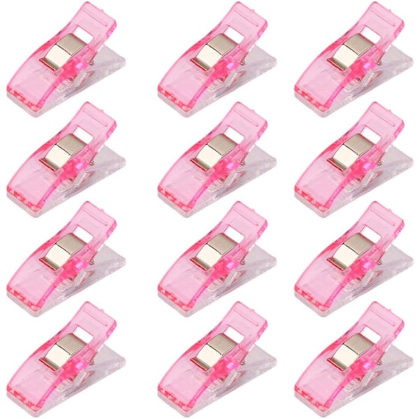Set med 50 st klämmor i plast för bindning, sömnad och hantverk, rosa