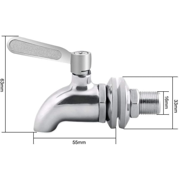 Tøndehane, 16mm drikkevare dispenser, ølhane, vinkran -