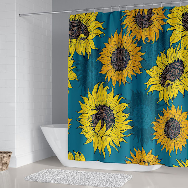 Solros Duschdraperi 180*180 cm（Blå）, Duschdraperi