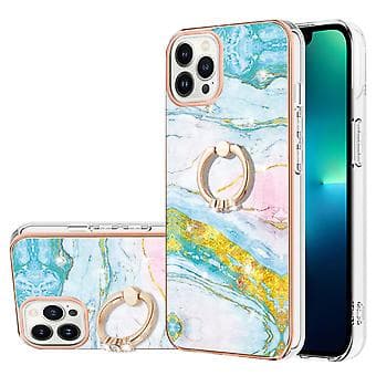 Elektroplettet Marmor IMD TPU-etui til iPhone 15 Pro Max (Grøn 1)