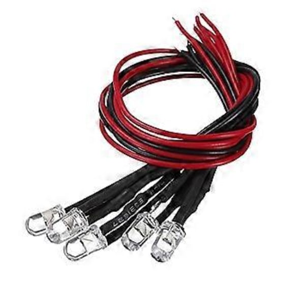 10 stk. 12V 5mm Præ-kablet Rund Form Pære Lampe LED Blinkende Lys (Rød)