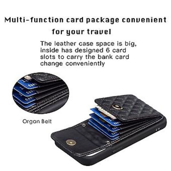 Lodret Wallet PU-etui til iPhone 15 Pro Max (Sort)