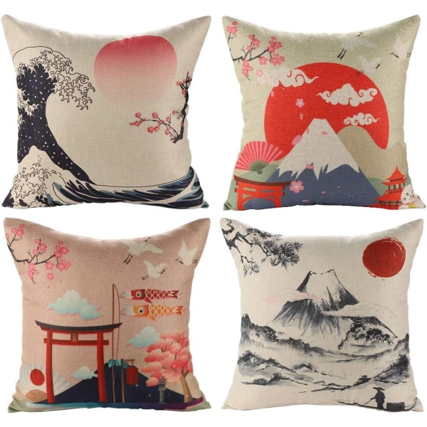 Japansk Fuji Ukiyo-e kuddfodral kuddfodral soffa bil hem säng