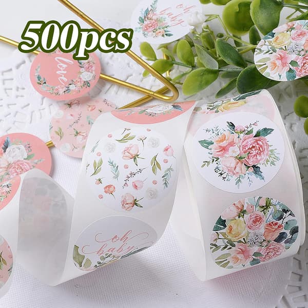(500 stk 2,5 cm) Runde klistremerker for babyshower og dåp