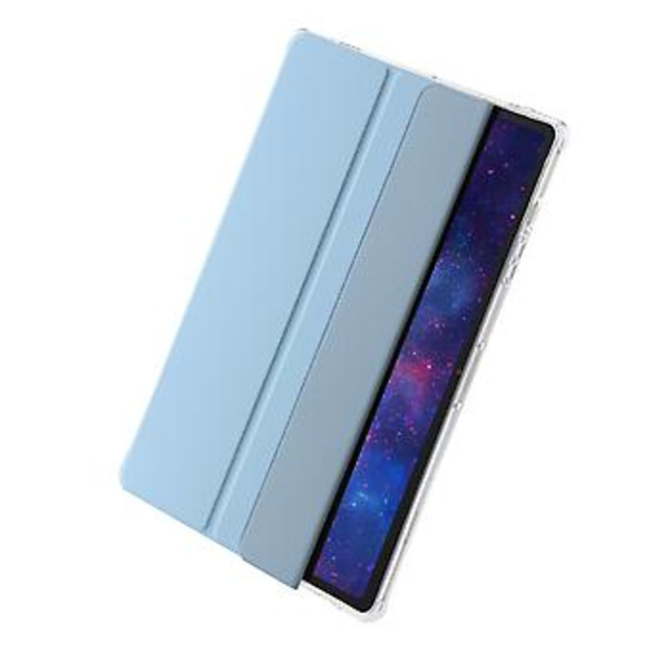 3-Taitettava Selkeä Akryyli Nahkakotelo Samsung Galaxy Tab S9 Ultra/S8 Ultra:lle (Jääsininen)