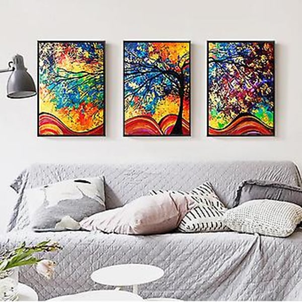 Wekity Lykke Træ Væghængt Canvas Print Poster, Enkel Abstrakt Akvarel Kunsttegning Dekoration til Hjemmet Stue Soveværelse Kontor og Børneværelse