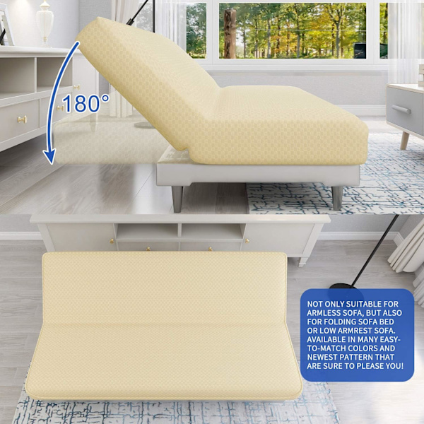 Lyse beige stretch sofaovertrekk 3-seters armløst sofaovertrekk, Adj