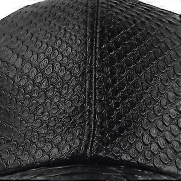 Herre Baseball Cap i Kunstlæder med Krokodilleprint, Ensfarvet Hat med Justerbar Rem (Mørkeblå)