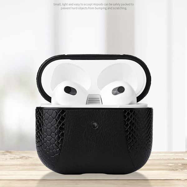 Kompatibel med AirPods 3:e generationens fodral, läderfodral med nyckel