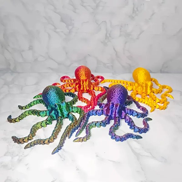 7,5 tommer 3D-printet Blæksprutte Dyr Legetøj Bidbar Blæksprutte Gadgets 3D-printede Gaver Kreative Dekorationer Bidbar Blæksprutte Legetøj Hjem Dekorationer