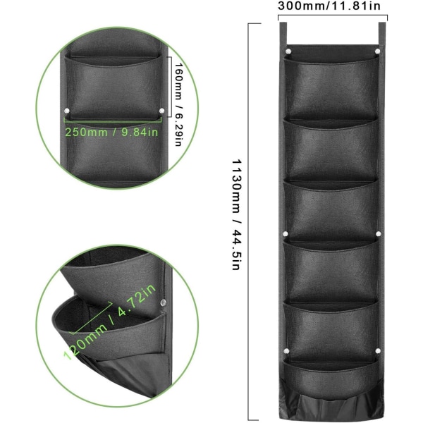 Planteposer, opdateret 6 lomme lodret vægplanter væg hængende planteposer til have græsplæne have