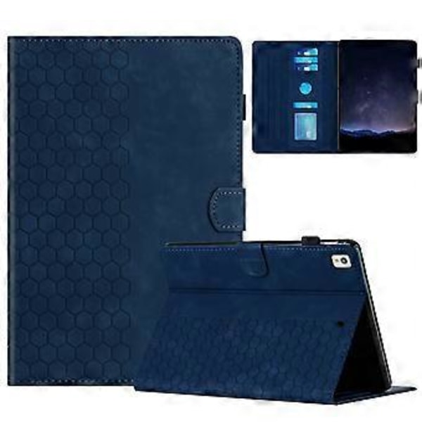 Präglad Läderfodral för iPad 10.2 2021 / 2020 / 10.5 2019 (Blå)