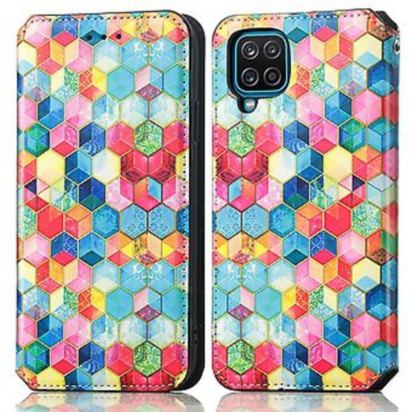 Färgglatt Magnetiskt Läderfodral För Samsung Galaxy A12 (Magic Space)