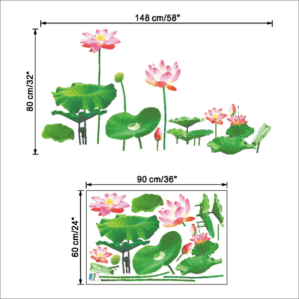 Lotus-kukkien seinätarrat, seinätarrat, seinämaalaus