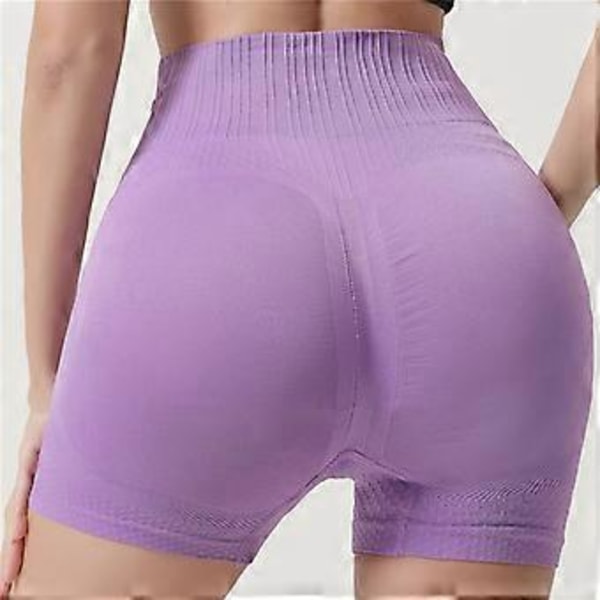 Yoga Shorts för Kvinnor Hög Midja Scrunch Butt Lifting Gym Shorts (XL Lila)