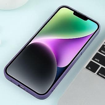 Til Iphone 15 Gradient Stjernet Silicone Telefon Cover Med Linsefilm (Grå Lilla)