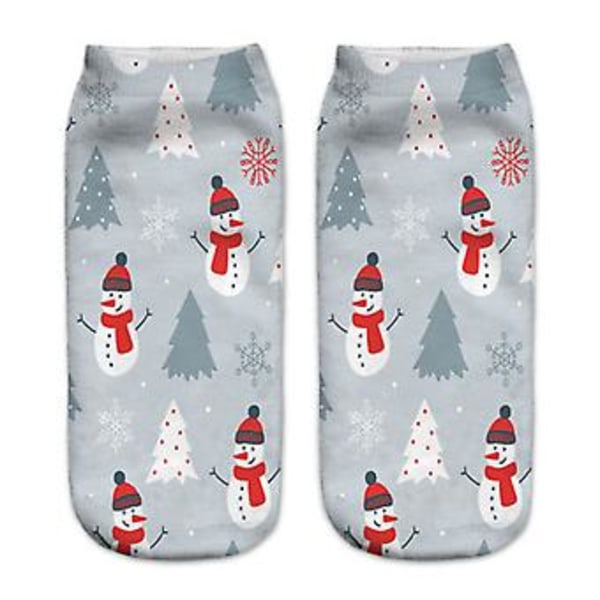 Unisex Julstrumpor Roliga Ankelstrumpor Tomte Korta Strumpor Presenter (6 Par Skog Snögubbe)
