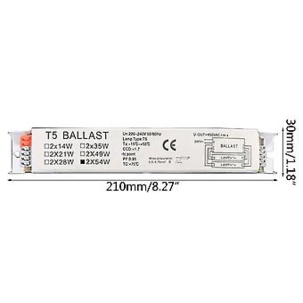 220-240V Bredspännings T5 Elektronisk Förkopplingsdon Fluorescerande Lamp Förkopplingsdon för Hemmet (1x14W)