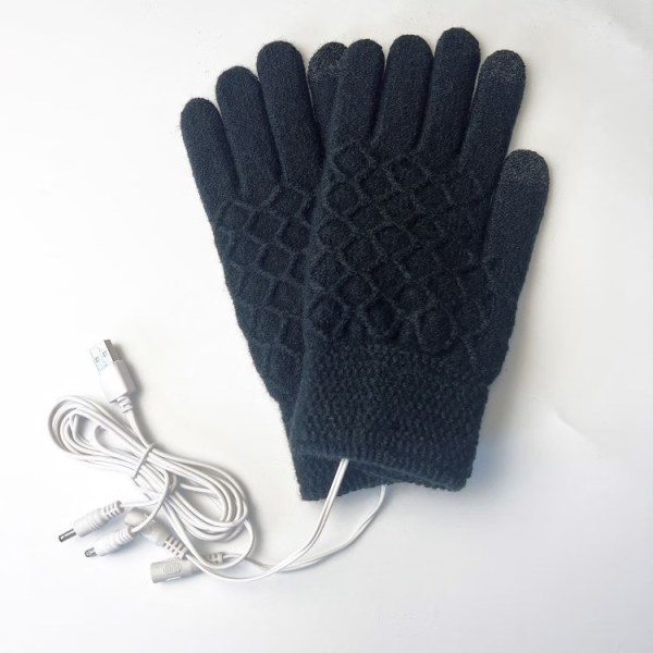 USB Heated Gloves for Men and Women（Black）, Winter Heated Mittens