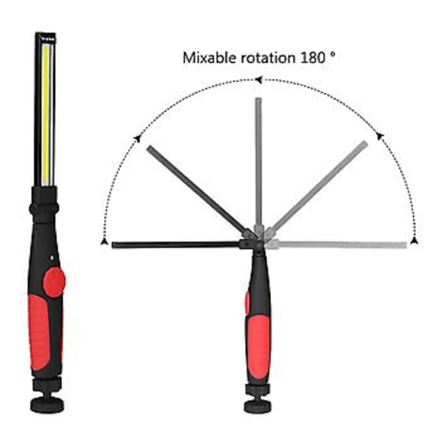 Magneettinen USB Ladattava Kannettava COB Taskulamppu LED Ohut Työvalo (Punainen)