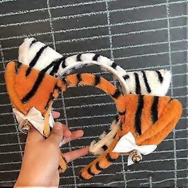 Tegneserie plysj pannebånd dyre tigerører hårbånd halloween jule rekvisitt (Hvit)