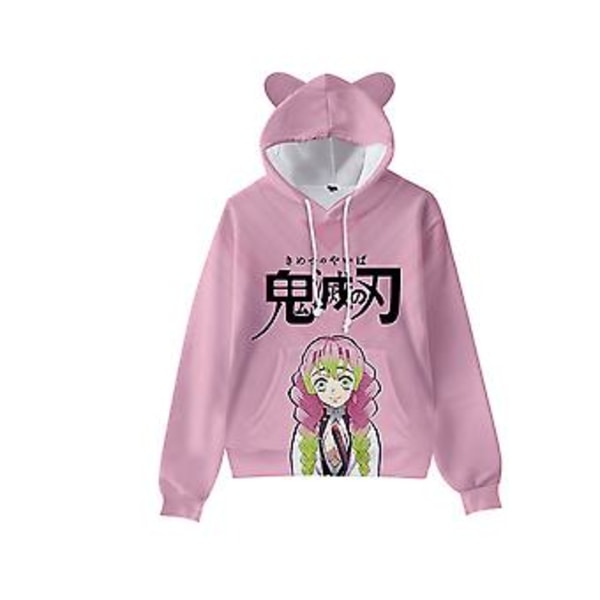Japanilainen Anime Demon Slayer -Hupullinen, Unisex Hauska 3D Graafinen Painatus Hupullinen, Teini-ikäisten Kissan Korvat Hupullinen Pusero, Miesten Ja Naisten Pusero (S C)