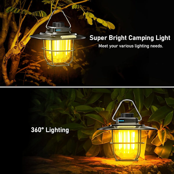 Uppladdningsbar Camping Lykta, USB C Uppladdningsbar LED Retro C