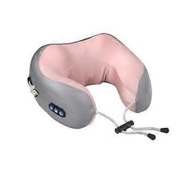 U-formad massagekudde för axlar och nacke, elektrisk massagekudde för bil och hem, nackskydd (puderrosa)