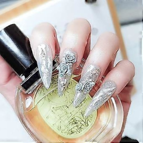 Färgglada 3D Akrylrosblommor Nagelcharms Mix Guldmetallkulor Pärlor Blomma Kawaii 3D Rosblommor Nagelcharms för Naglar Konst Tillbehör Leveranser DI
