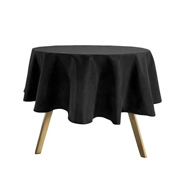 Rund bordsduk, polyester, svart engångsbruk enfärgad duk