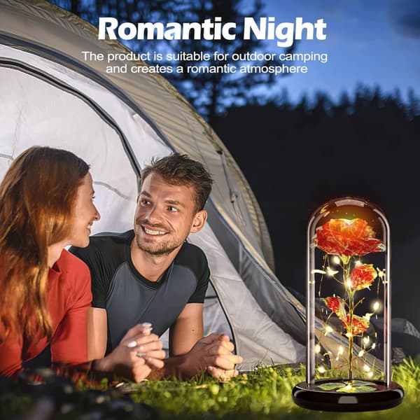 Rose med LED-lys, lysende roseblomster, kunstig blomstergave til kone, mor, bedstemor, til