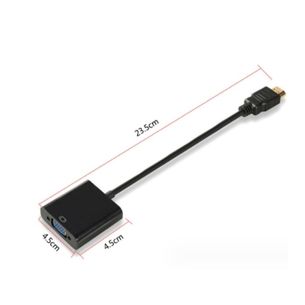 1 kpl musta HDMI-VGA-sovitin, uros-naaras-muunninsovitin 10