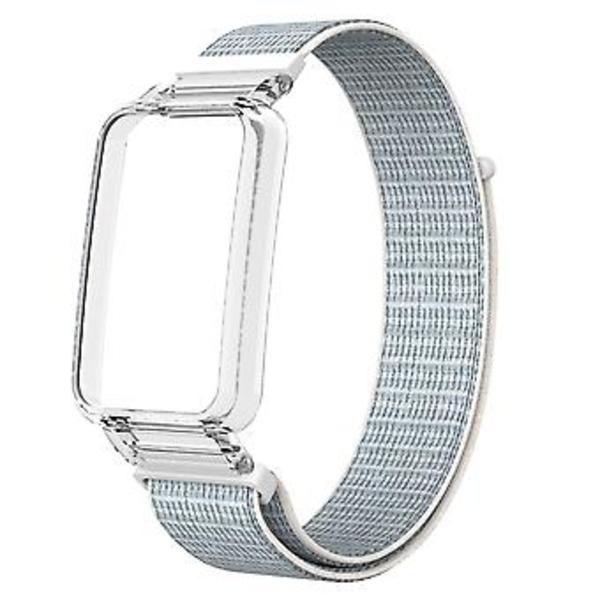 PC-fodral + Nylon Loop-rem för Xiaomi Mi Band 7 Pro (Vit)