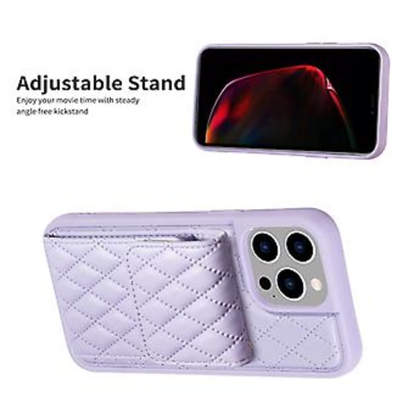 Vertikal Lommebok PU-etui for iPhone 15 Pro Max (Lilla)