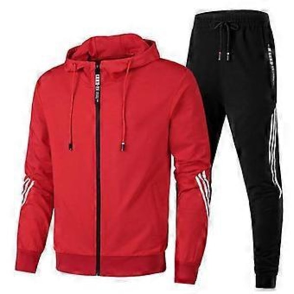 Moderigtig hættetrøje + sportsbukser til mænd, afslappet joggingdragt til efterår og vinter (XXXL hvid)