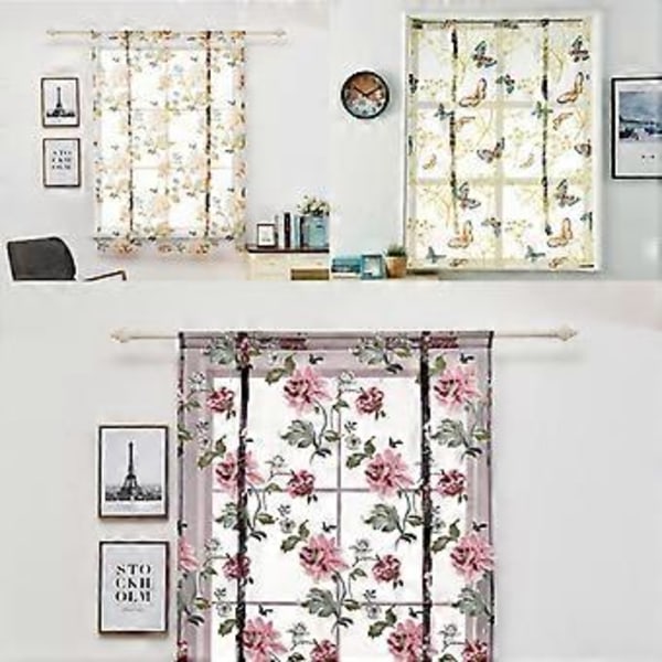 Pioni Kukka Violetti Roomalainen Verho Keittiön Ikkunaverhot 60 (100 x 120 cm)
