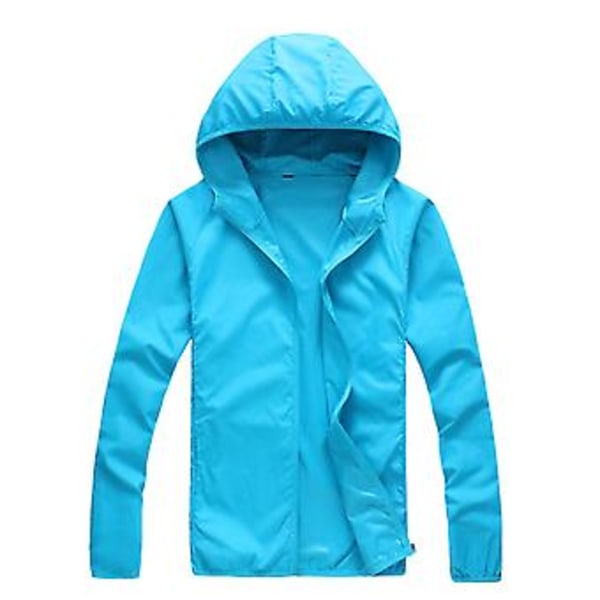 Fianao Dame & Herre Sommer Langærmet Hættetrøje Vindtæt Solbeskyttende Jakke Fiskeri Jakke (XL Royal Blå)