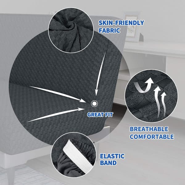 Mørkegrå 3-seters stretch sofaovertrekk uten armlener, Adjusta